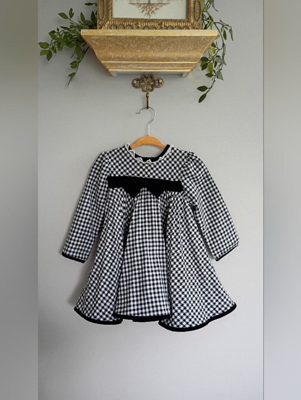 Allison Ann Girls' Black & White Gingham Formal Dress